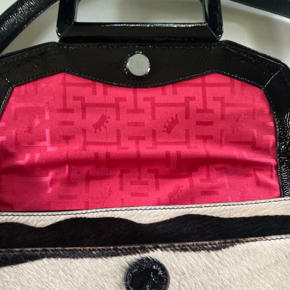 Elaine Turner Zebra Haircalf Shoulder Bag Purse Pink Lined - Picture 9 of 14